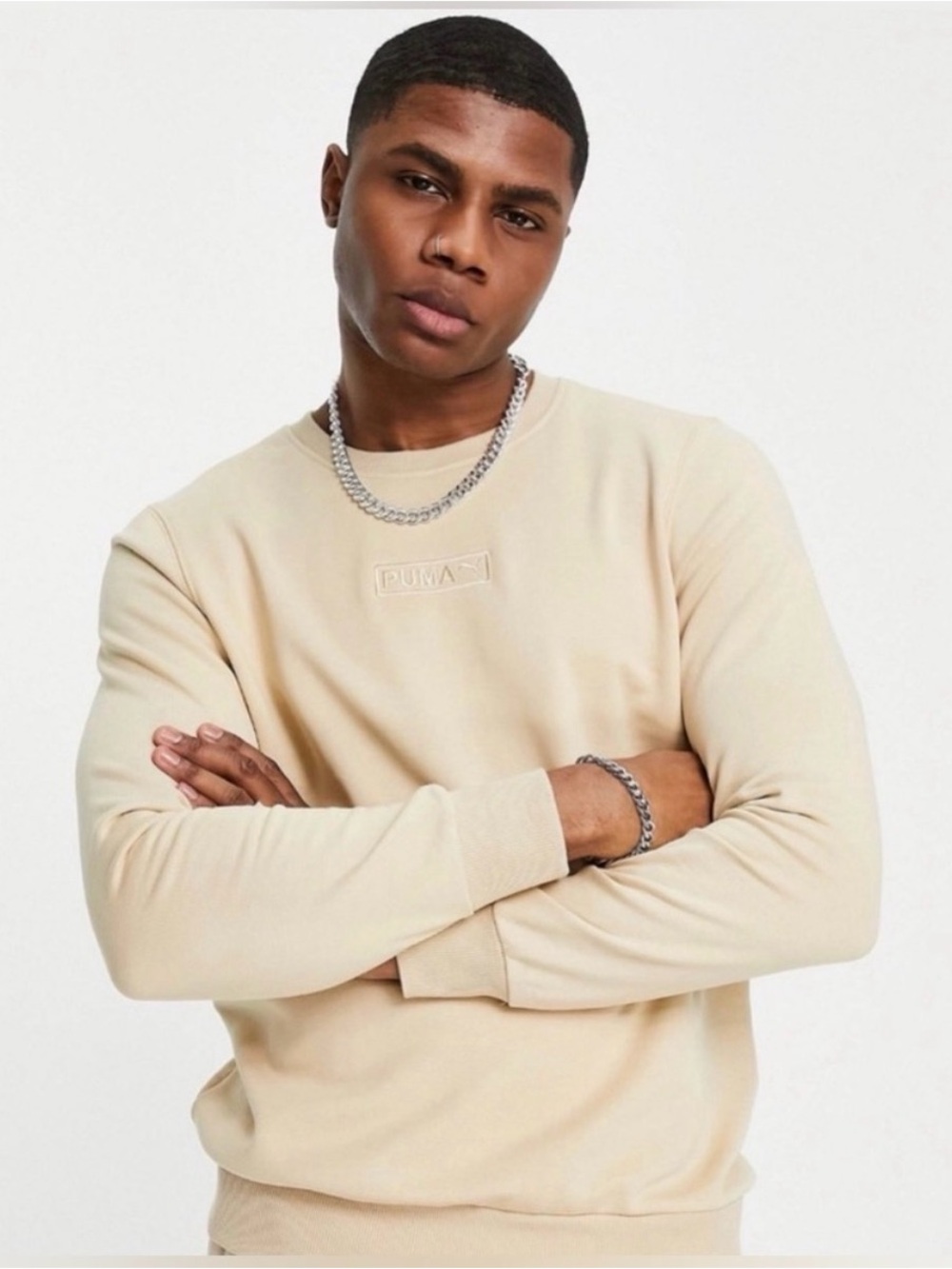 Puma Men’s Crewneck Sweatshirt in Beige
